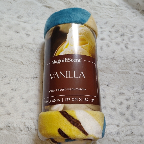 MagnifiScent Vanilla Fragrance Rolled Plush Throw, - Picture 1 of 6